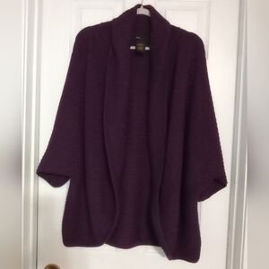 Grace Elements Purple Open Front Elbow Length Sleeve Cardigan Sweater